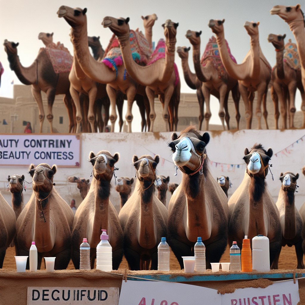 Illustration of 20 Camels Booted from Beauty Contest for Botox and Surgery