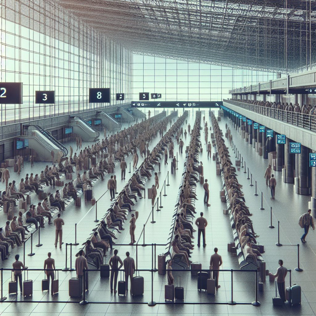 Image for: chatgpt_image_ecb8c2aa.jpg Illustration of Airport Chaos: TSA Staffing Woes Stretch Lines, Patience