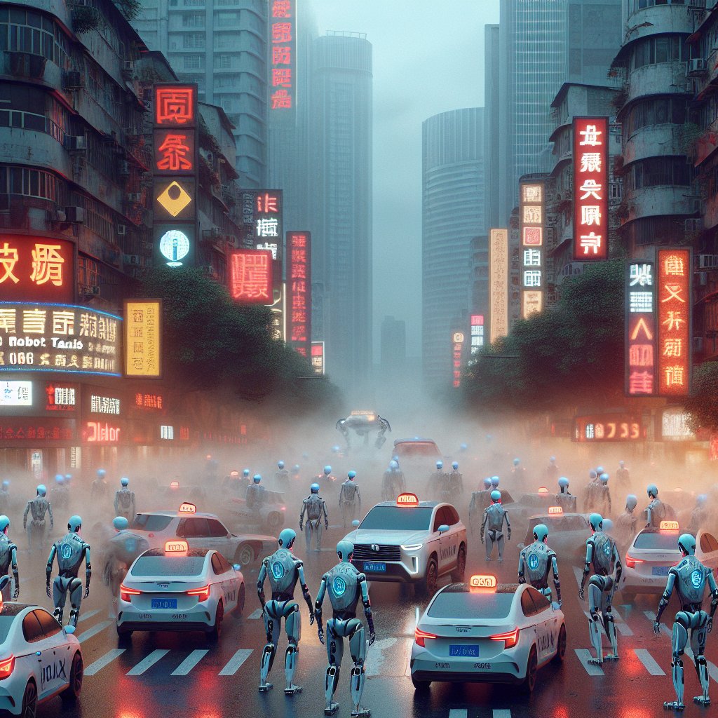 Image for: chatgpt_image_32f8f237.jpg Illustration of 100 Robotaxis Freeze in Wuhan: Glitch or Ghosts?